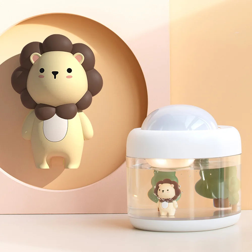 Portable Projection Lamp & Wireless Air Humidifier, USB Rechargeable, Colorful Night Light, Purifying for Home & Car