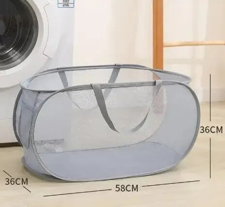 Horizontal Foldable Laundry Basket Large Capacity Mesh Cloth Breathable Laundry Hamper, Storage Baskets for Home