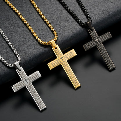 1pc Titanium Alloy Carved Cross Pendant, Durable Unisex Multi-Color Necklace, Perfect Gift for Loved Ones