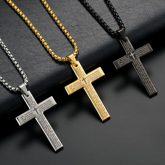 1pc Titanium Alloy Carved Cross Pendant, Durable Unisex Multi-Color Necklace, Perfect Gift for Loved Ones