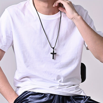 1pc Titanium Alloy Carved Cross Pendant, Durable Unisex Multi-Color Necklace, Perfect Gift for Loved Ones