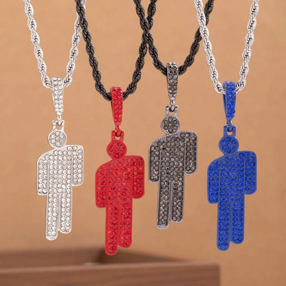 Luxury Hip Hop Necklace, Stainless Steel Skull Head Zircon Couple Pendant, Street Fashion Jewelry with Full Accents