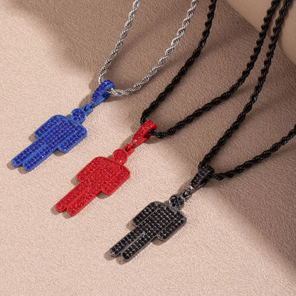 Luxury Hip Hop Necklace, Stainless Steel Skull Head Zircon Couple Pendant, Street Fashion Jewelry with Full Accents