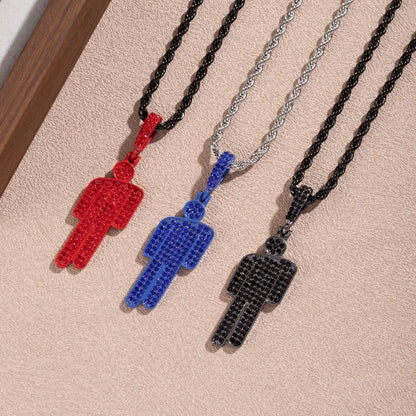 Luxury Hip Hop Necklace, Stainless Steel Skull Head Zircon Couple Pendant, Street Fashion Jewelry with Full Accents