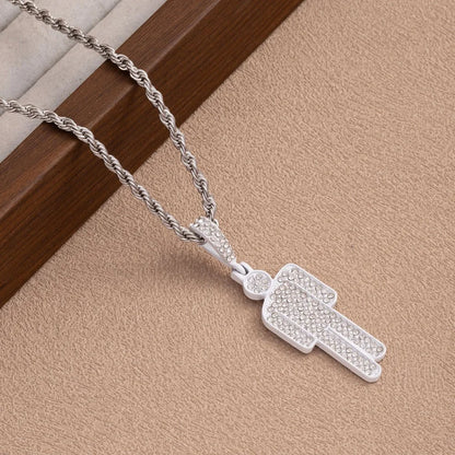 Luxury Hip Hop Necklace, Stainless Steel Skull Head Zircon Couple Pendant, Street Fashion Jewelry with Full Accents