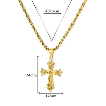 Stainless Steel Cross Necklace for Women, Men, Gold Color Religious Charm Choker, Unisex Jewelry Gift, Bijoux Femme