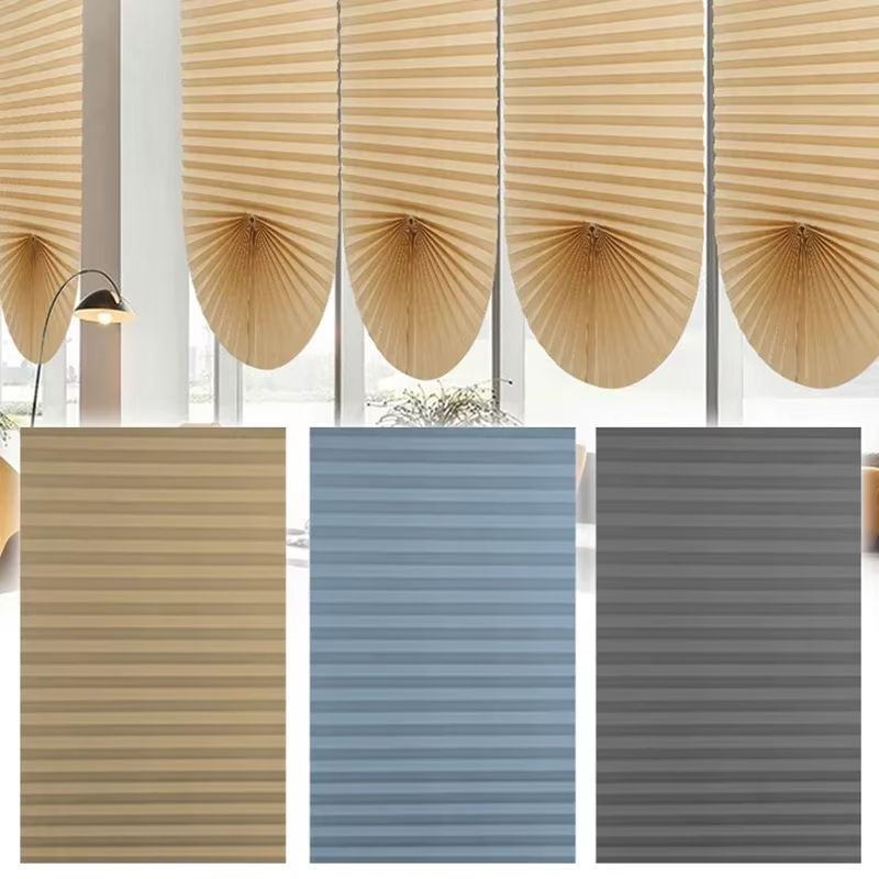Self Adhesive Pleated Window Blinds Half Blackout Shades for Bathroom and Balcony