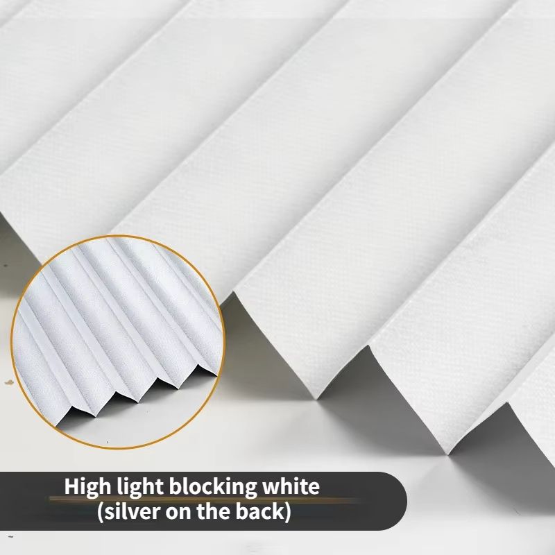 Self Adhesive Pleated Window Blinds Half Blackout Shades for Bathroom and Balcony