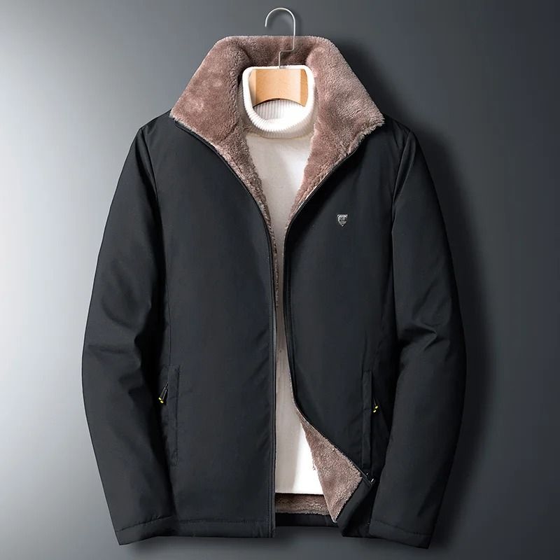 Windproof Thick Fleece Lined Jacket for Men Warm Winter Outdoor Coat