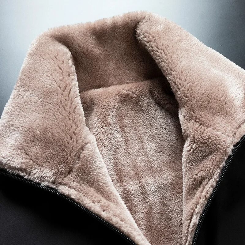 Windproof Thick Fleece Lined Jacket for Men Warm Winter Outdoor Coat
