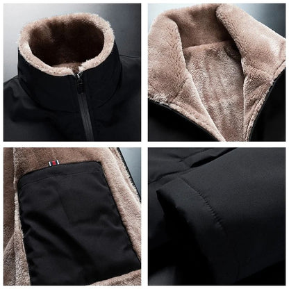 Windproof Thick Fleece Lined Jacket for Men Warm Winter Outdoor Coat