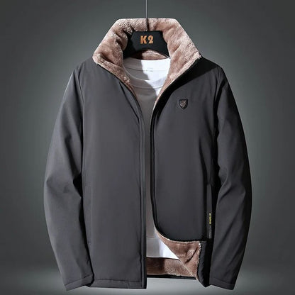 Windproof Thick Fleece Lined Jacket for Men Warm Winter Outdoor Coat