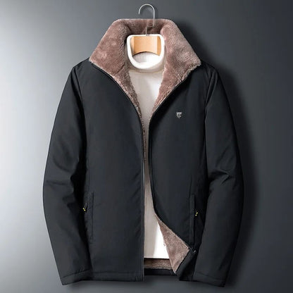 Windproof Thick Fleece Lined Jacket for Men Warm Winter Outdoor Coat