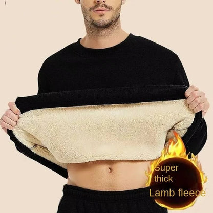Men Thermal Fleece Pullover Thick Warm Crewneck Sweatshirt for Winter