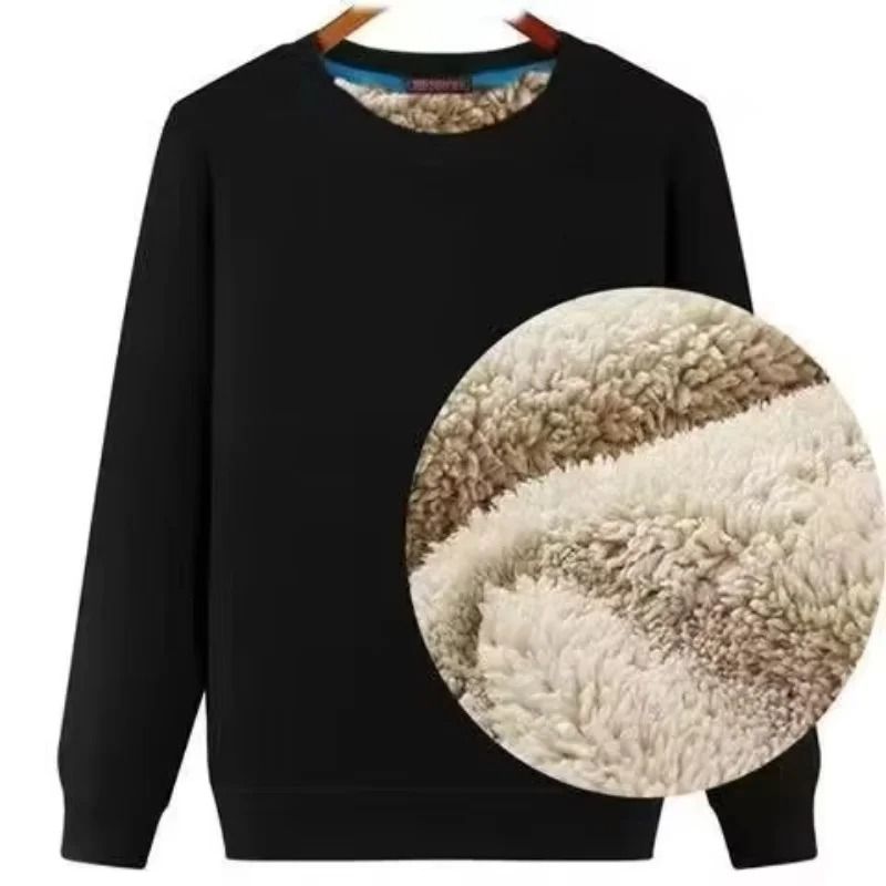 Men Thermal Fleece Pullover Thick Warm Crewneck Sweatshirt for Winter