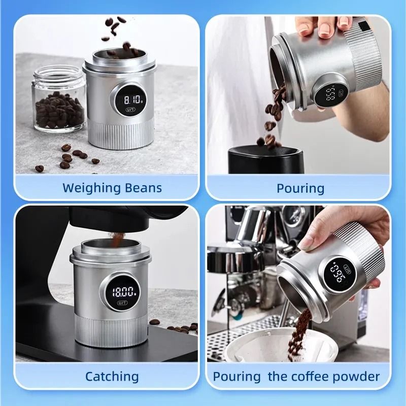 Precision Digital Coffee Scale with Built In Dosing Cup and LCD Display for Home Brewing