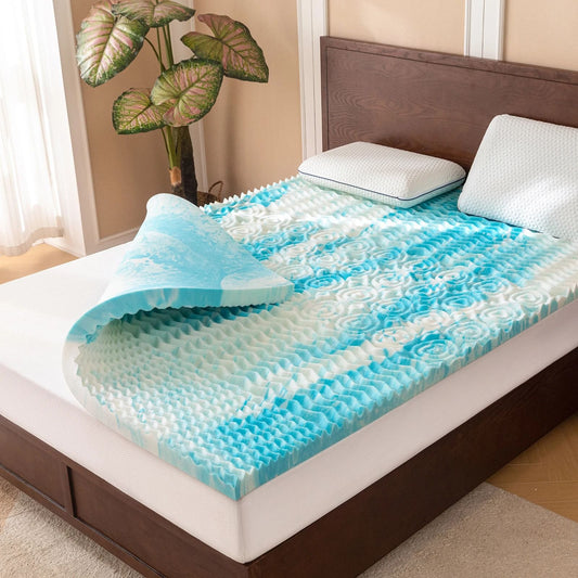 Cooling Gel Memory Foam Mattress Topper with Five Zone Pressure Relief Design