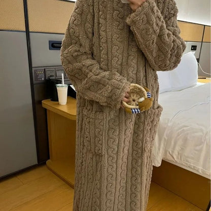 Coral Velvet Flannel Plus Size One Piece Pajamas for Women Warm Winter Sleepwear