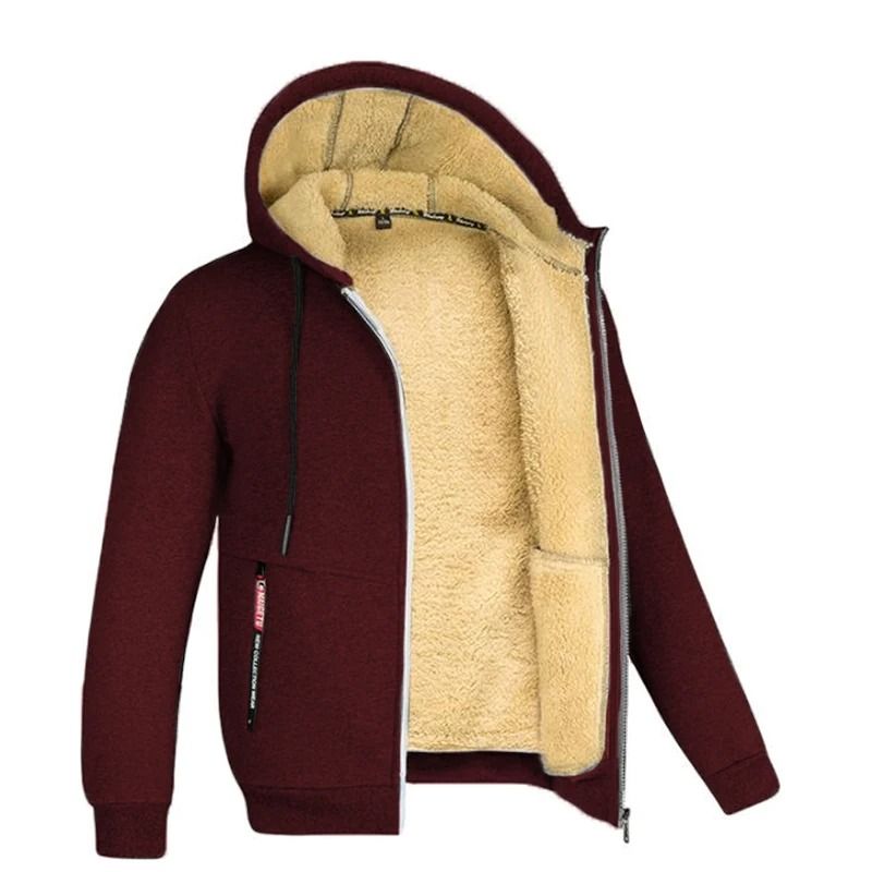 Unisex Lamb Wool Zipper Jacket with Plush Lining and Front Pockets for Winter Warmth