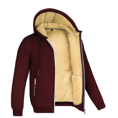 Unisex Lamb Wool Zipper Jacket with Plush Lining and Front Pockets for Winter Warmth