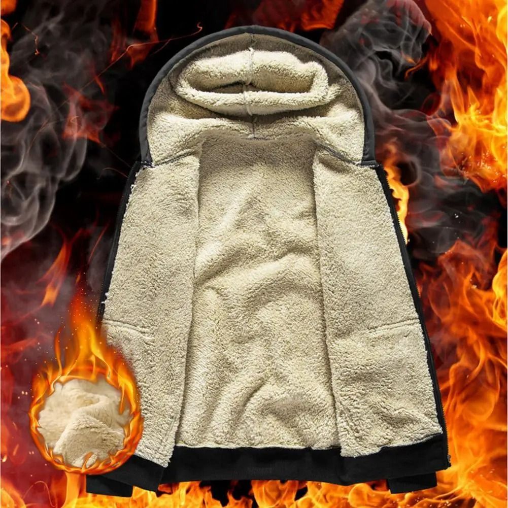 Unisex Lamb Wool Zipper Jacket with Plush Lining and Front Pockets for Winter Warmth