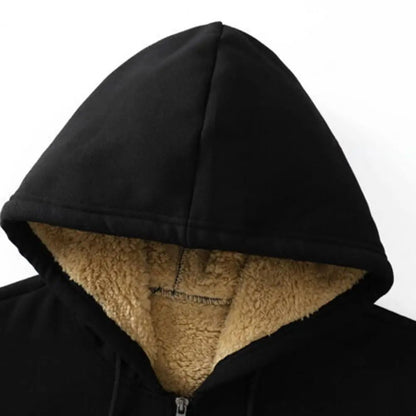Unisex Lamb Wool Zipper Jacket with Plush Lining and Front Pockets for Winter Warmth