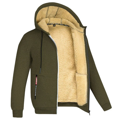 Unisex Lamb Wool Zipper Jacket with Plush Lining and Front Pockets for Winter Warmth