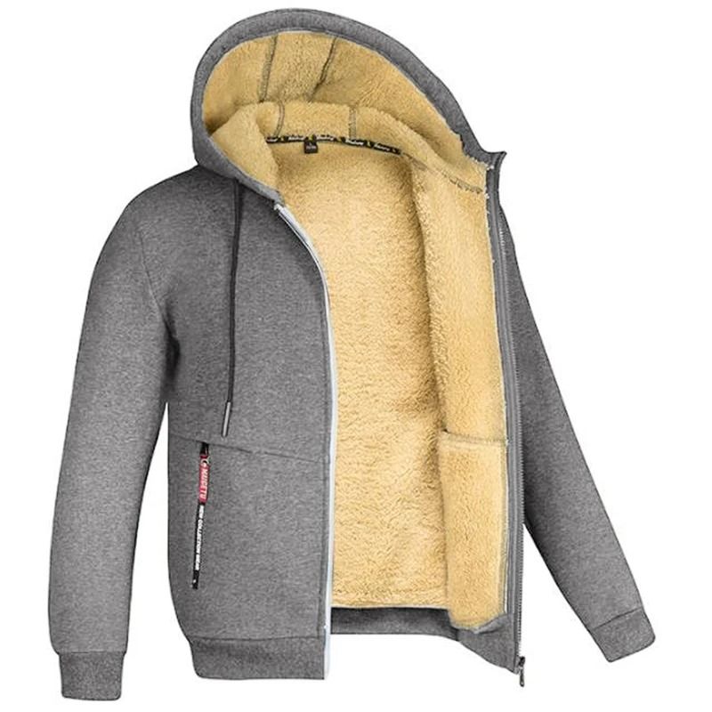 Unisex Lamb Wool Zipper Jacket with Plush Lining and Front Pockets for Winter Warmth