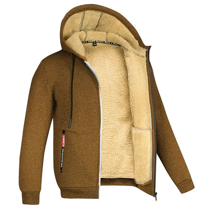 Unisex Lamb Wool Zipper Jacket with Plush Lining and Front Pockets for Winter Warmth