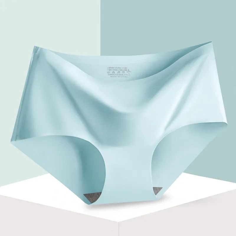 Seamless Ice Silk Womens Mid Waist Panties Soft Breathable Stretch Briefs in Multiple Colors M to XXL