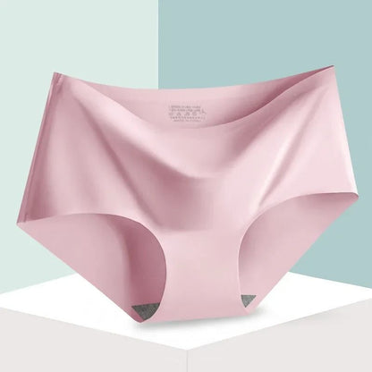 Seamless Ice Silk Womens Mid Waist Panties Soft Breathable Stretch Briefs in Multiple Colors M to XXL