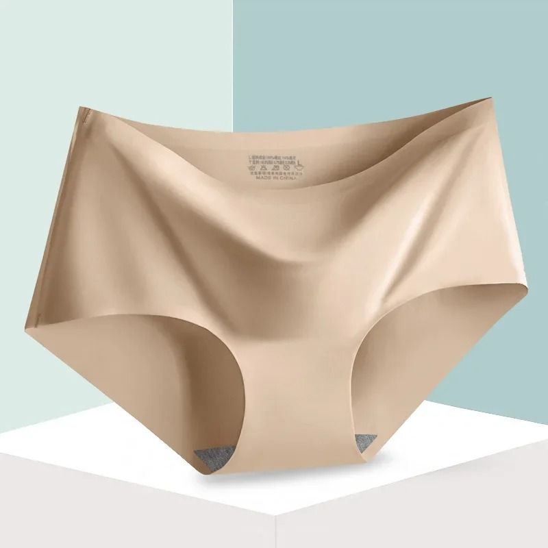 Seamless Ice Silk Womens Mid Waist Panties Soft Breathable Stretch Briefs in Multiple Colors M to XXL