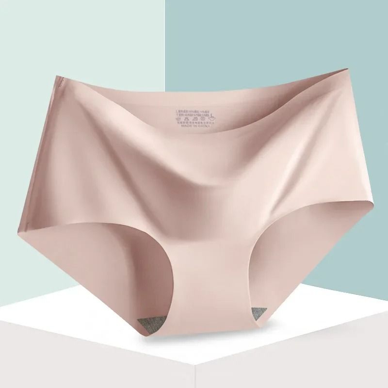 Seamless Ice Silk Womens Mid Waist Panties Soft Breathable Stretch Briefs in Multiple Colors M to XXL