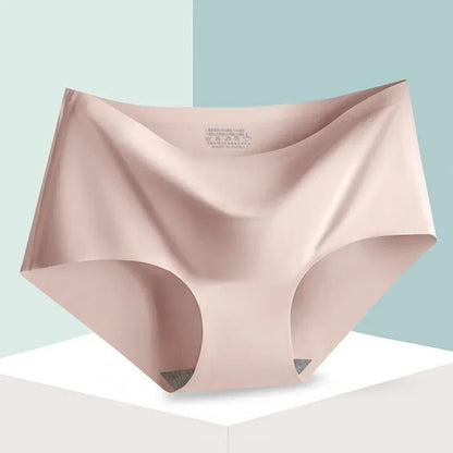 Seamless Ice Silk Womens Mid Waist Panties Soft Breathable Stretch Briefs in Multiple Colors M to XXL