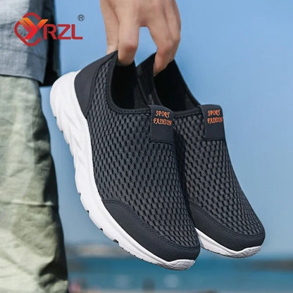 YRZL Mens Breathable Mesh Sneakers Lightweight Casual Outdoor Walking Non Slip Loafers in Plus Sizes