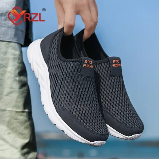 YRZL Mens Breathable Mesh Sneakers Lightweight Casual Outdoor Walking Non Slip Loafers in Plus Sizes