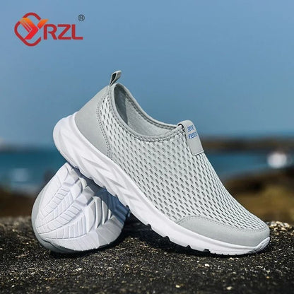 YRZL Mens Breathable Mesh Sneakers Lightweight Casual Outdoor Walking Non Slip Loafers in Plus Sizes