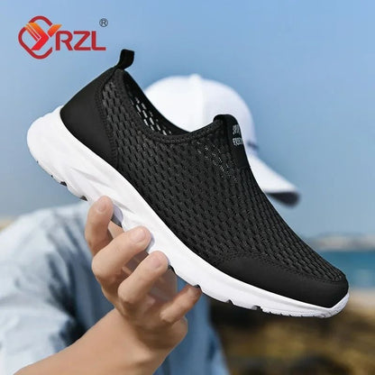 YRZL Mens Breathable Mesh Sneakers Lightweight Casual Outdoor Walking Non Slip Loafers in Plus Sizes