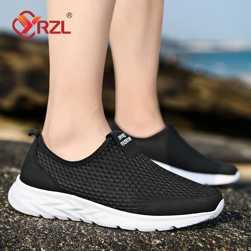 YRZL Mens Breathable Mesh Sneakers Lightweight Casual Outdoor Walking Non Slip Loafers in Plus Sizes