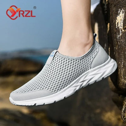 YRZL Mens Breathable Mesh Sneakers Lightweight Casual Outdoor Walking Non Slip Loafers in Plus Sizes