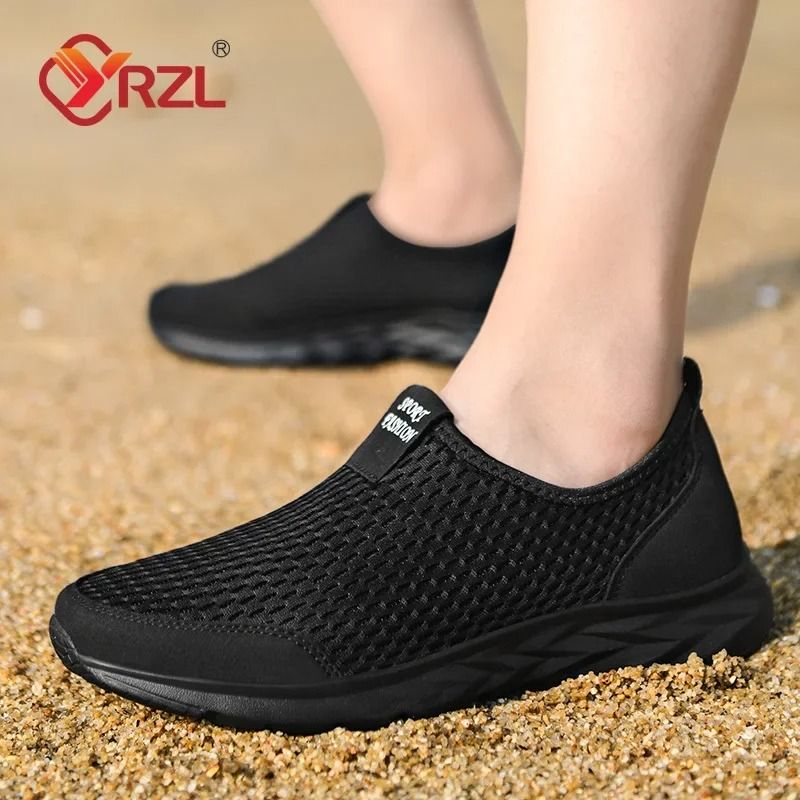YRZL Mens Breathable Mesh Sneakers Lightweight Casual Outdoor Walking Non Slip Loafers in Plus Sizes