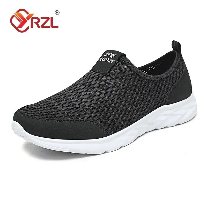 YRZL Mens Breathable Mesh Sneakers Lightweight Casual Outdoor Walking Non Slip Loafers in Plus Sizes