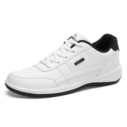 Mens Waterproof Leather Lace Up Casual Sneakers Comfortable Vulcanized Everyday Walking Shoes