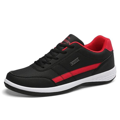Mens Waterproof Leather Lace Up Casual Sneakers Comfortable Vulcanized Everyday Walking Shoes
