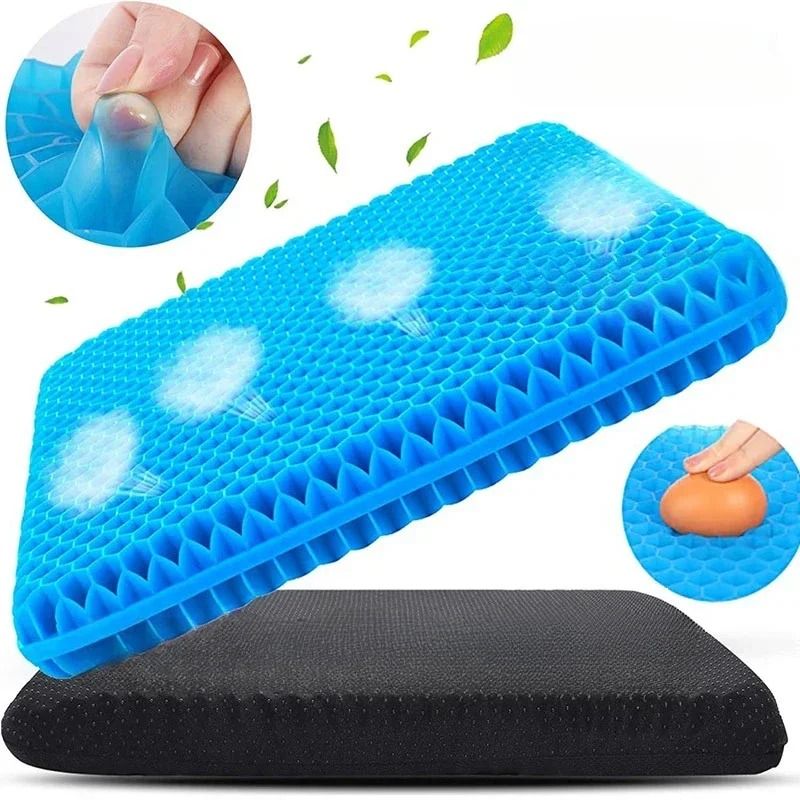 Double Thick Gel Seat Cushion for Pressure Relief and Cooling Comfort