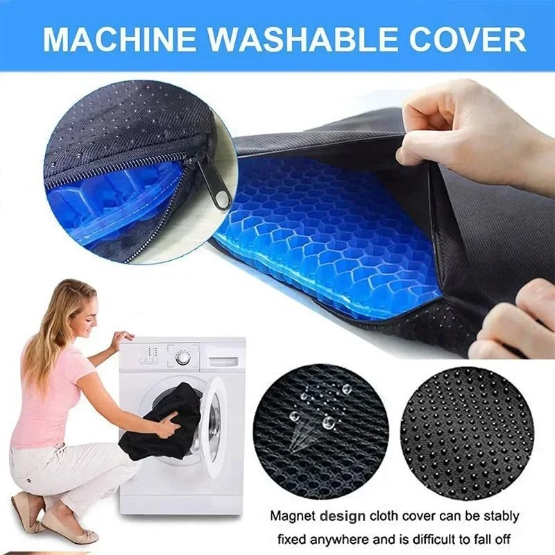 Double Thick Gel Seat Cushion for Pressure Relief and Cooling Comfort
