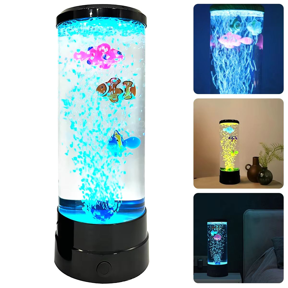 Moving Fish Lamp with Color Changing LED Aquarium Night Light for Bedroom Desk and Kids Room