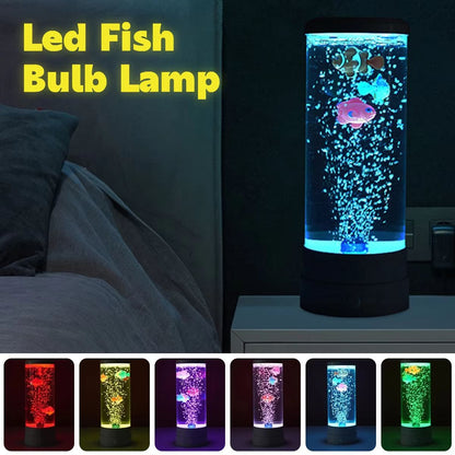 Moving Fish Lamp with Color Changing LED Aquarium Night Light for Bedroom Desk and Kids Room