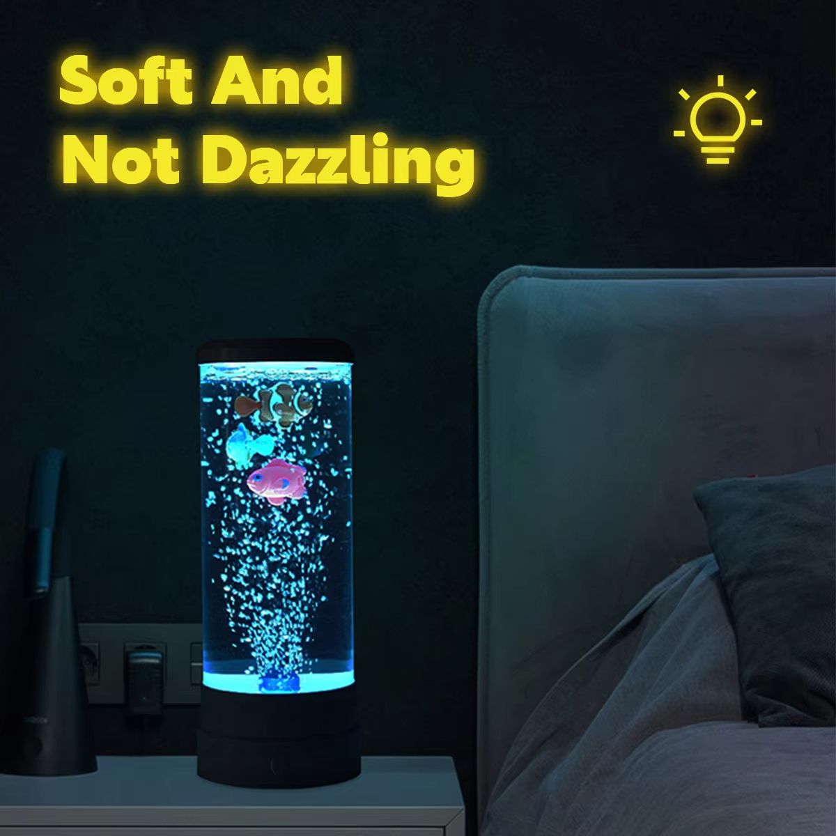 Moving Fish Lamp with Color Changing LED Aquarium Night Light for Bedroom Desk and Kids Room
