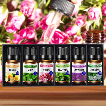 6 Essential Oils Set, Lavender, Rose, Frankincense, Sandalwood, Oud & Plant Extracts for Air Purification & Aromatherapy